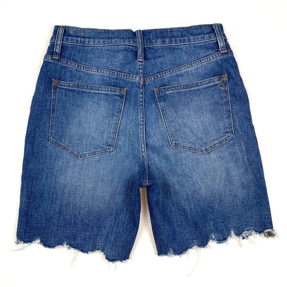 Madewell Sz 26 High Rise Denim Shorts Midi Length Cut Offs Jean Distressed l0367 - Picture 5 of 11